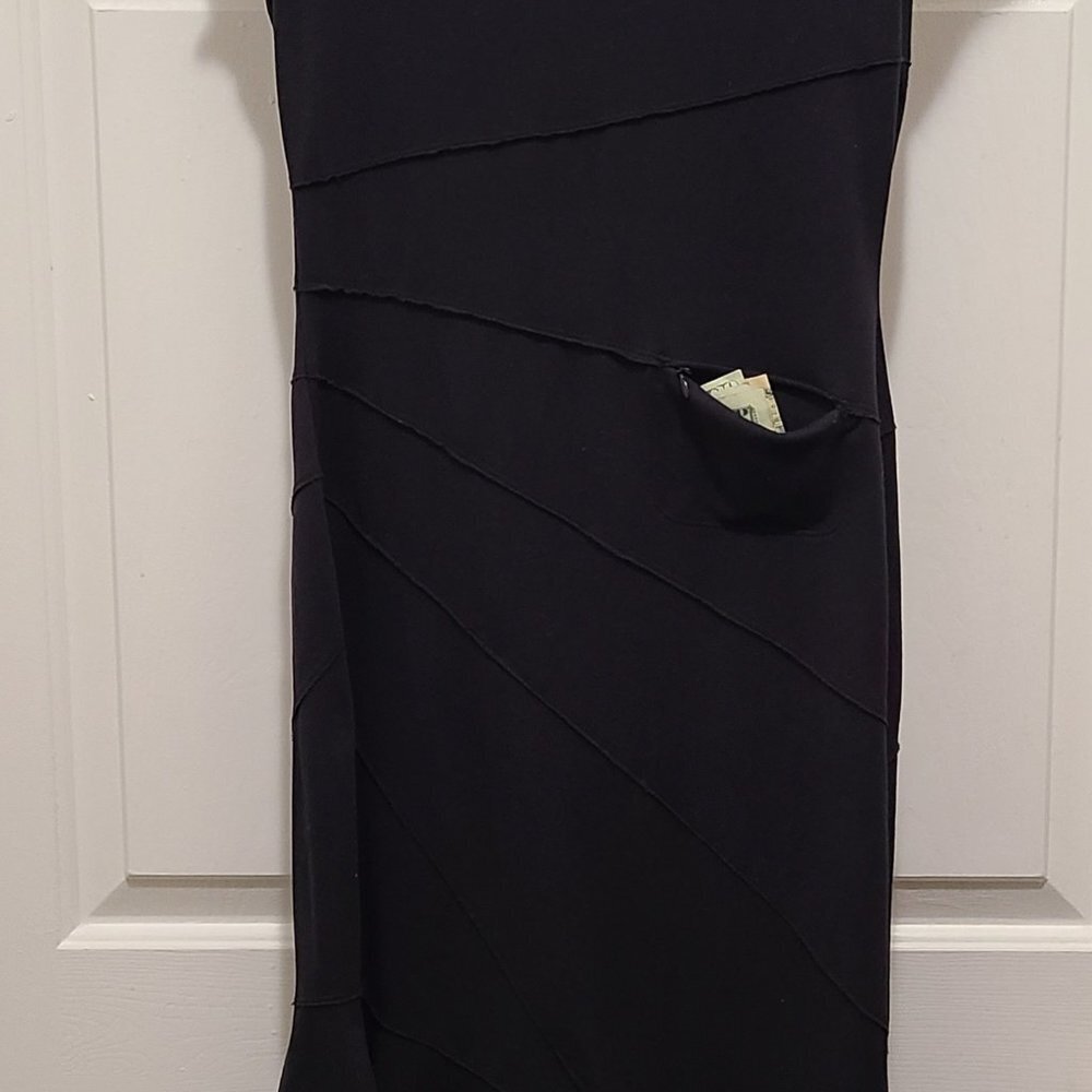 Athleta Black Crescendo Ruffled Hem Midi Dress Style 929686 Size XS - Picture 4 of 6